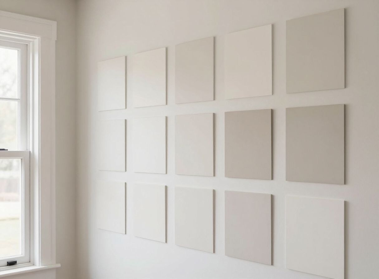 Paint color sample swatches on a wall in a Hasbrouck Heights NJ home